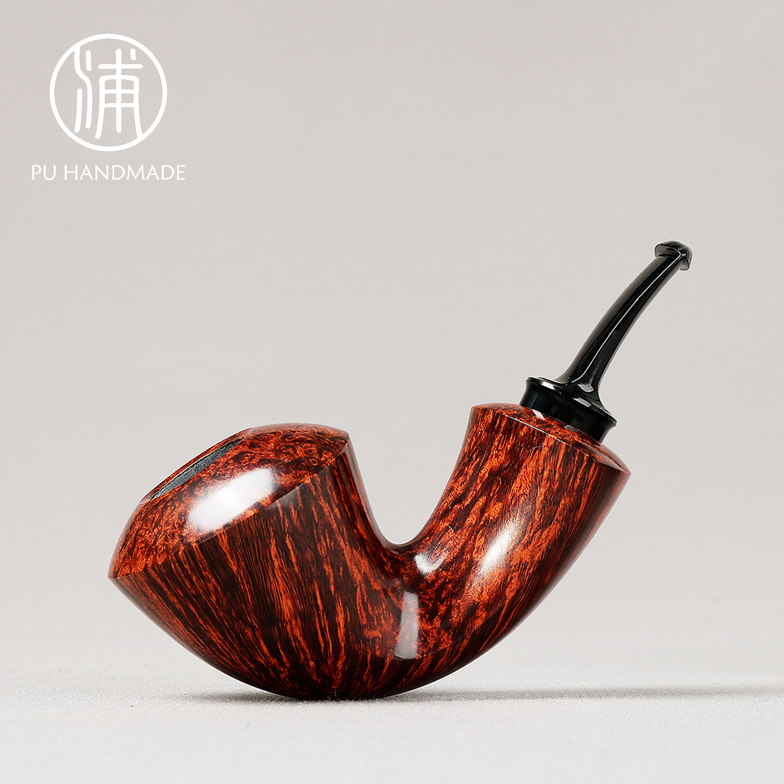 国师浦时 光面自由式都柏林弯斗 3毫米 手工石楠木烟斗