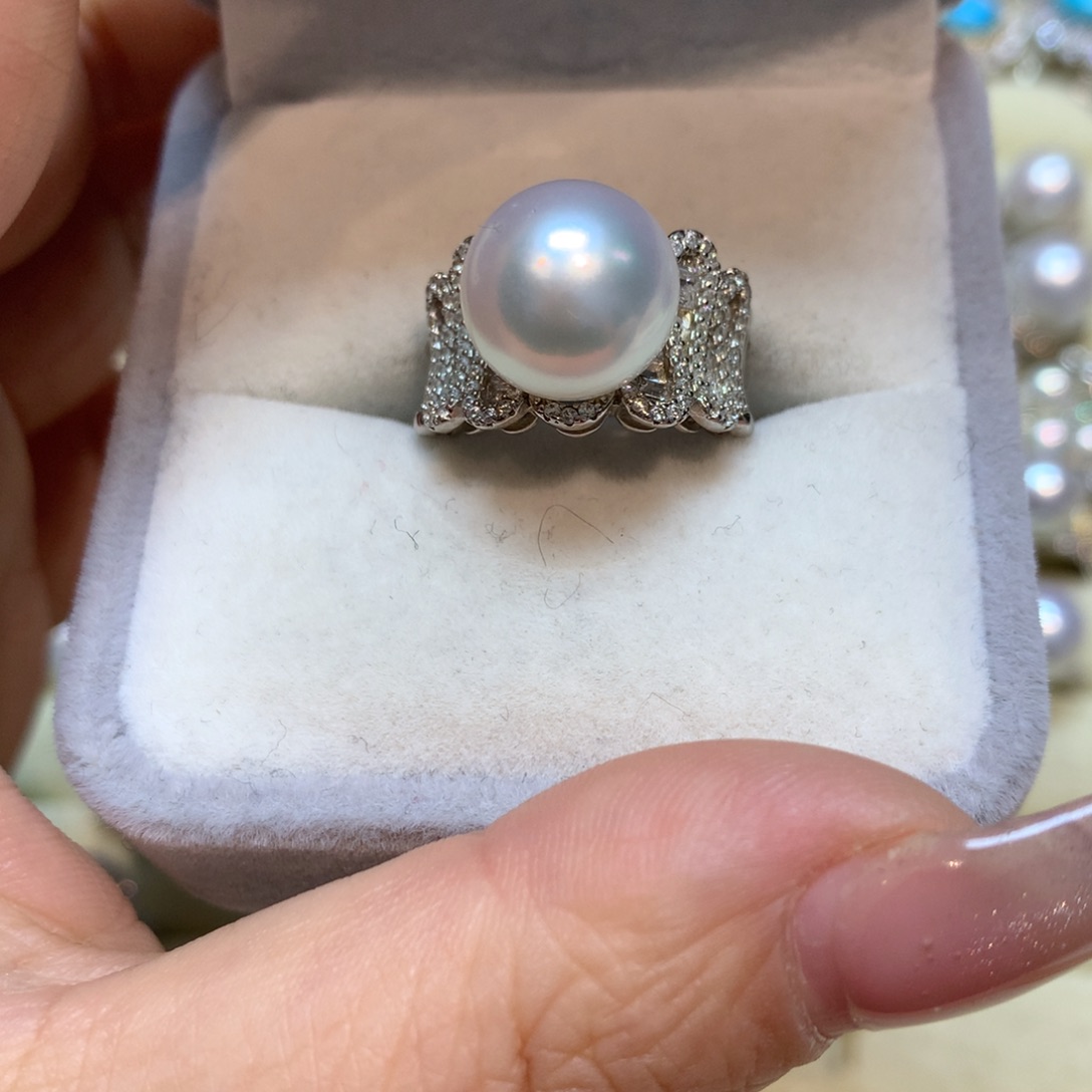 海水珍珠戒指银S925镶嵌