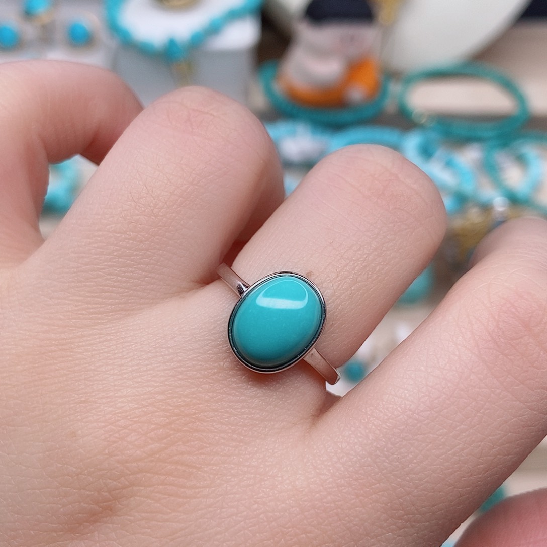 绿松石戒指银S925镶嵌