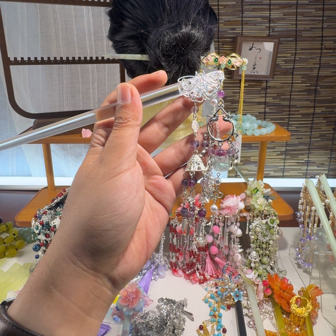 蛇纹石玉合金发饰