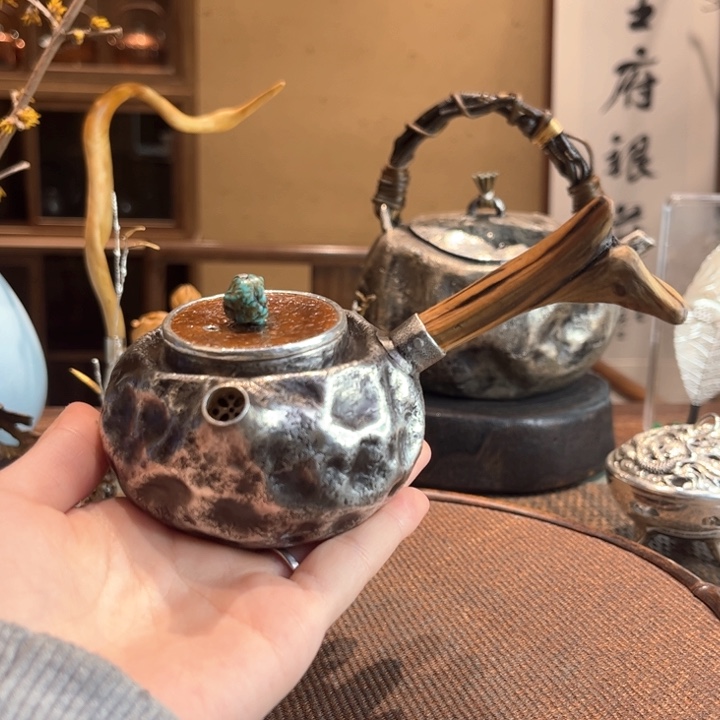 暖*足银999侧把姹寂风泡茶壶