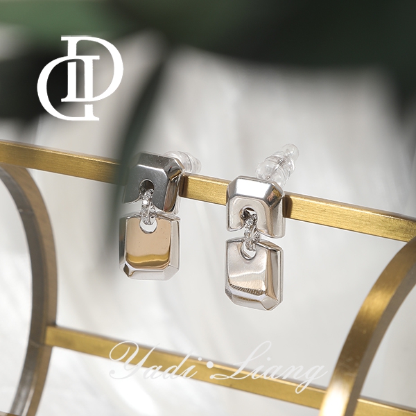 925银耳饰 梁雅帝七夕专属【几何方块小银条】时尚百搭气质纯银耳饰