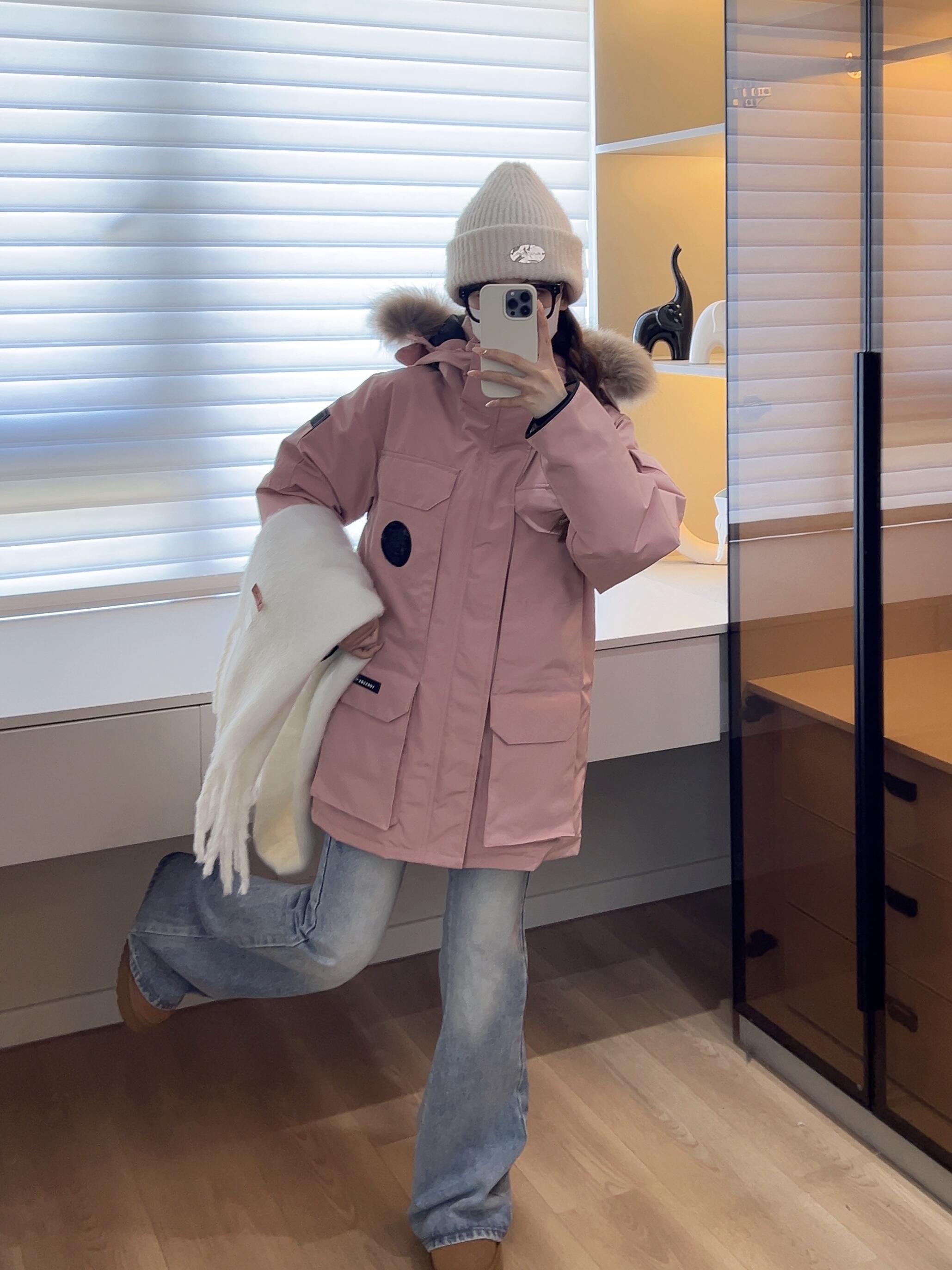 棉服女中长款户外滑雪东北工装派克服大毛领外套