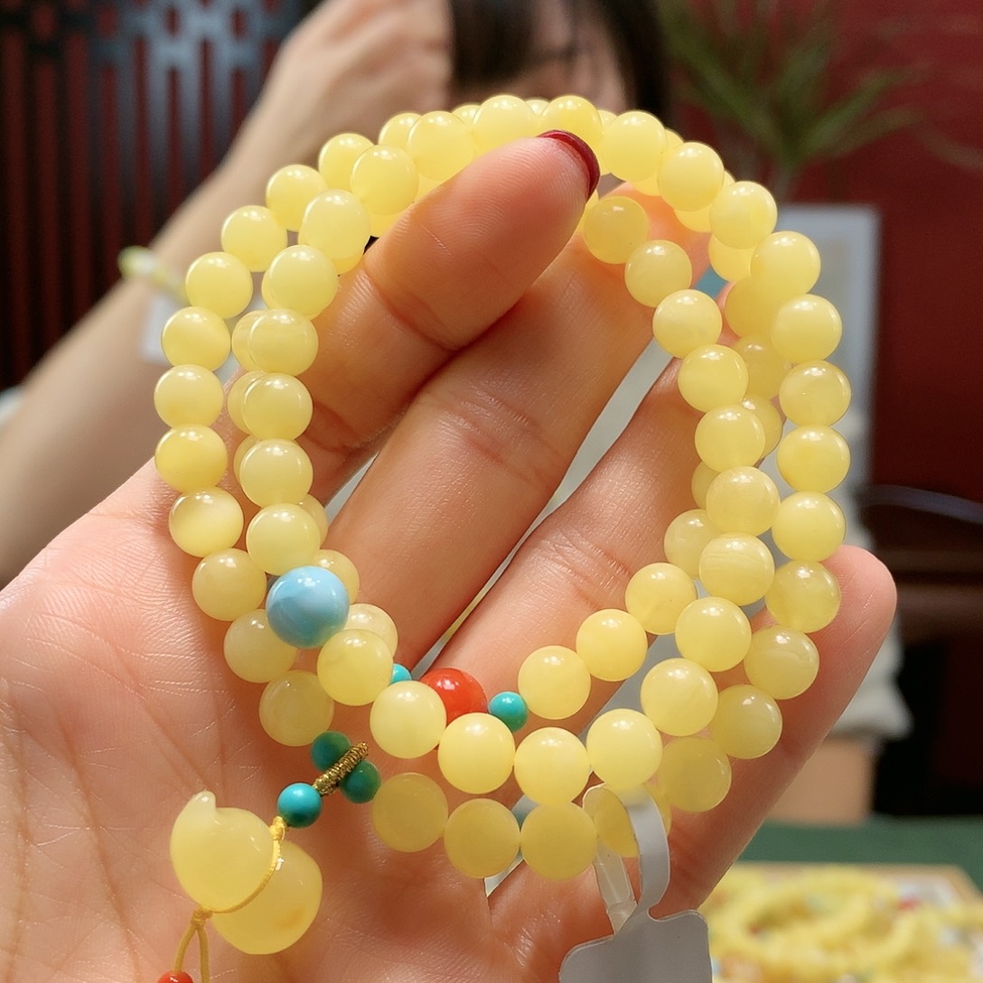 琥珀手链未镶嵌6.8mm尺寸