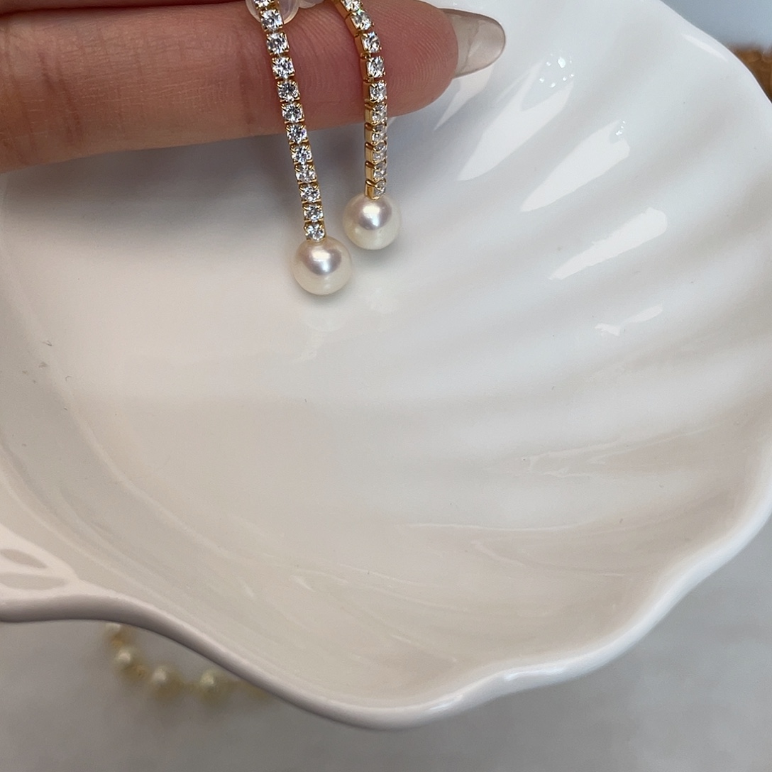 海水珍珠耳饰银S925镶嵌