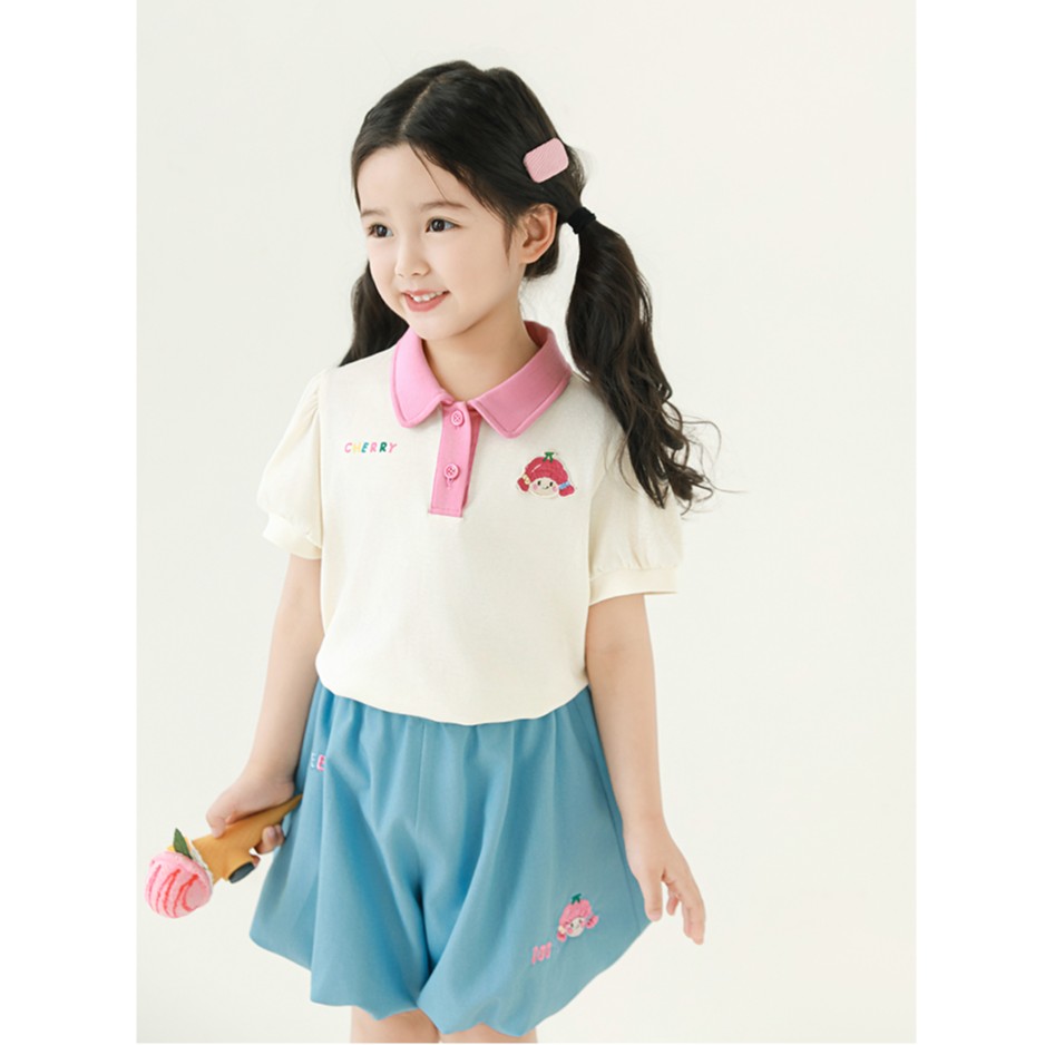 YOEHYAUL/幼悠【萍繁叶茂】夏叁波下休闲宝宝韩版翻领学院短袖X5040
