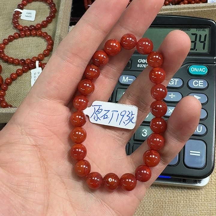 南红玛瑙手链未镶嵌原矿南红手串8mm➕瓦西车厘子双色