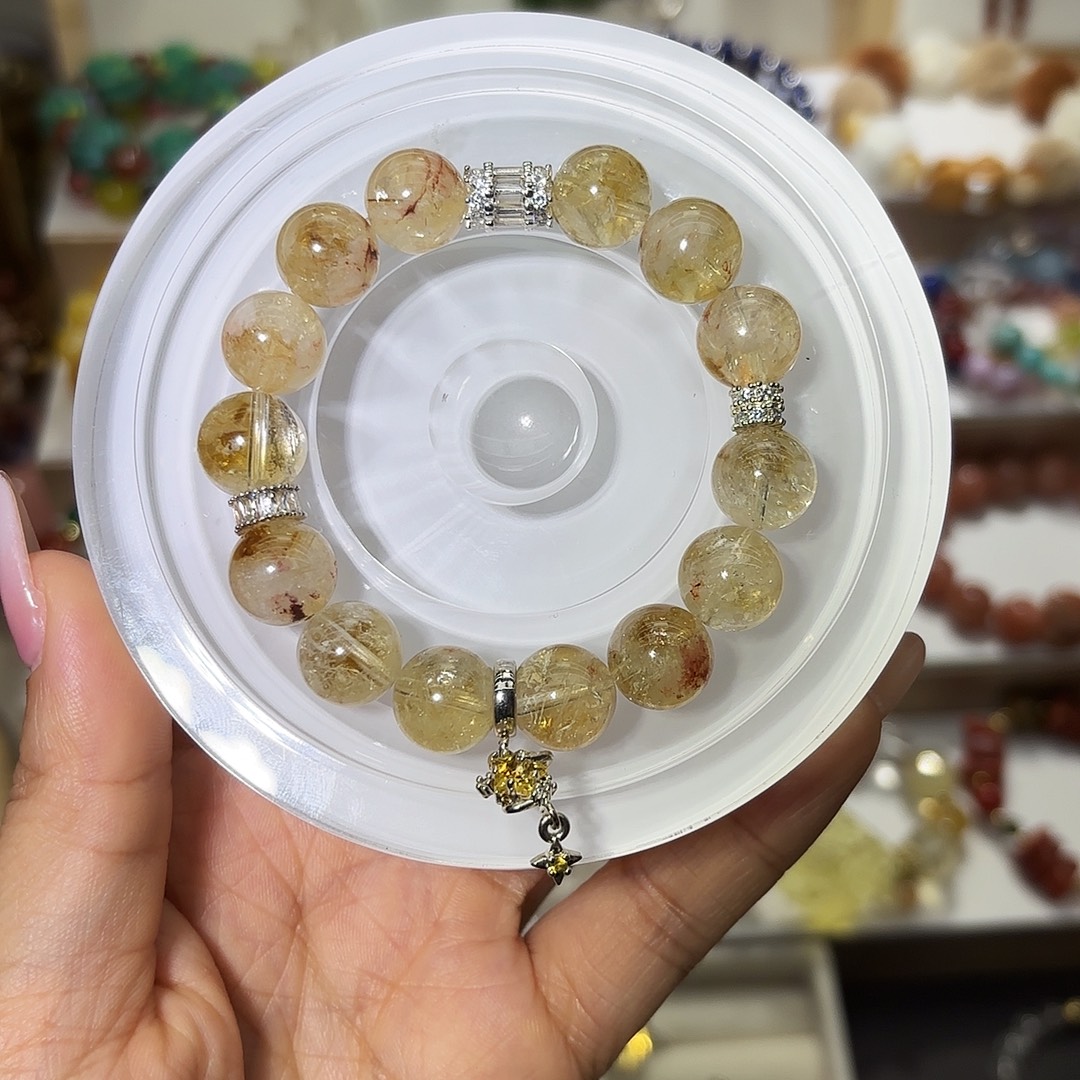 水晶手链未镶嵌黄塔晶手串设计感手串