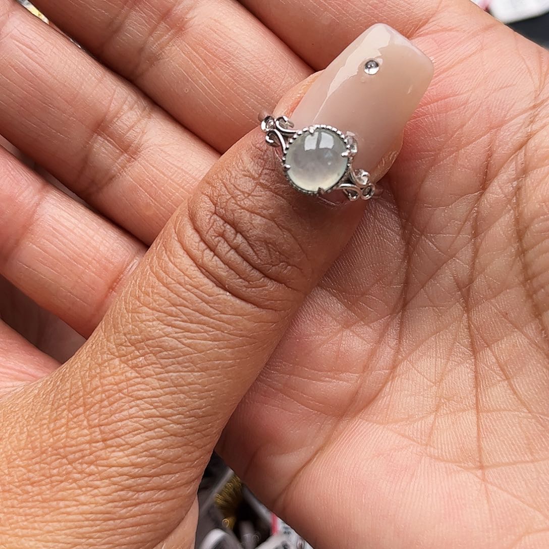 翡翠耳饰银S925镶嵌缅甸天然A货翡翠戒指