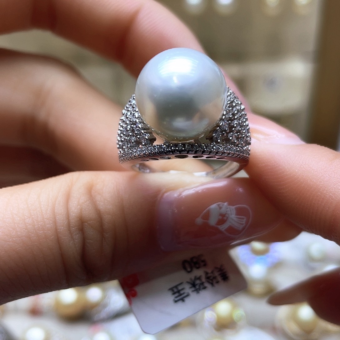 海水珍珠戒指银S925镶嵌