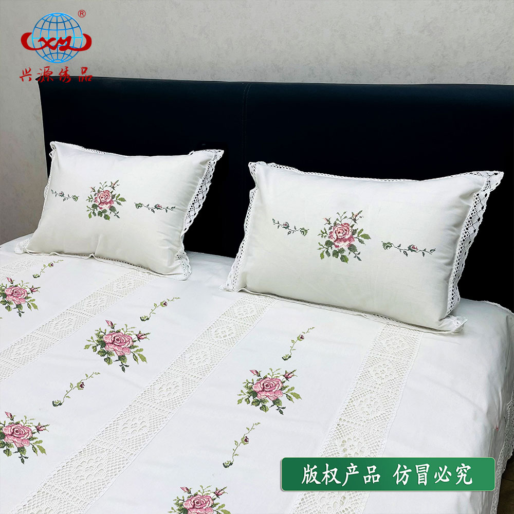 429-46白色【50*70cm】十字绣枕套纯棉枕套大尺寸纯棉枕套