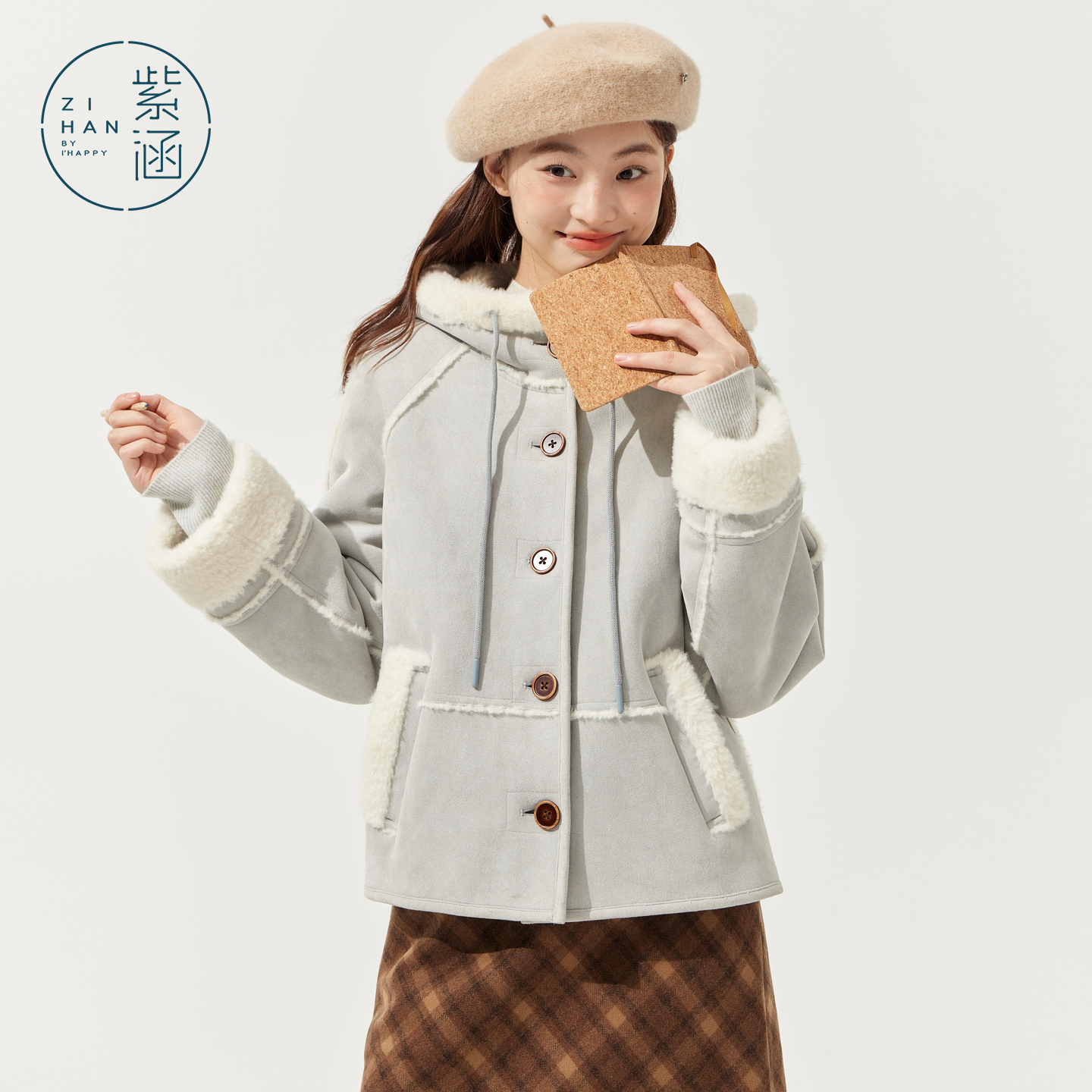 紫涵2025冬季新款短外套 新款加绒加厚外套女Z5Z10AW304