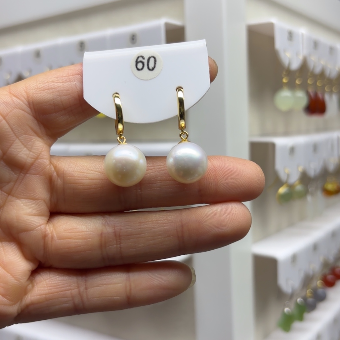 银S925镶嵌淡水珍珠耳饰