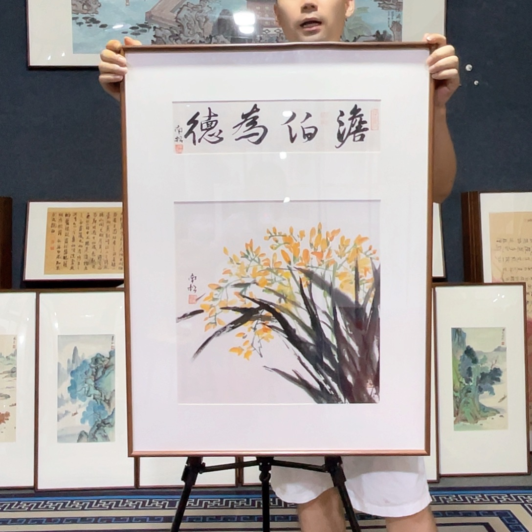 国画手绘画作品带框60/80