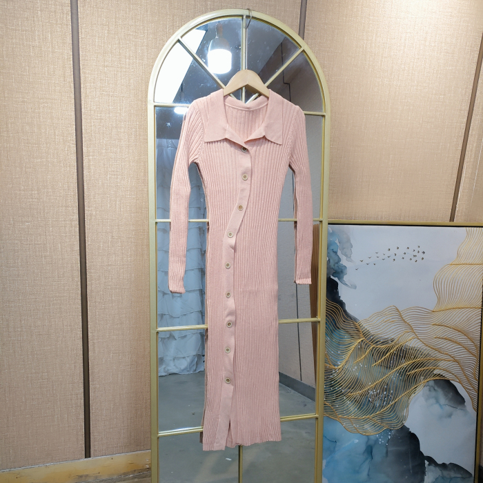 AF266孕妇粉色针织连衣裙90-115