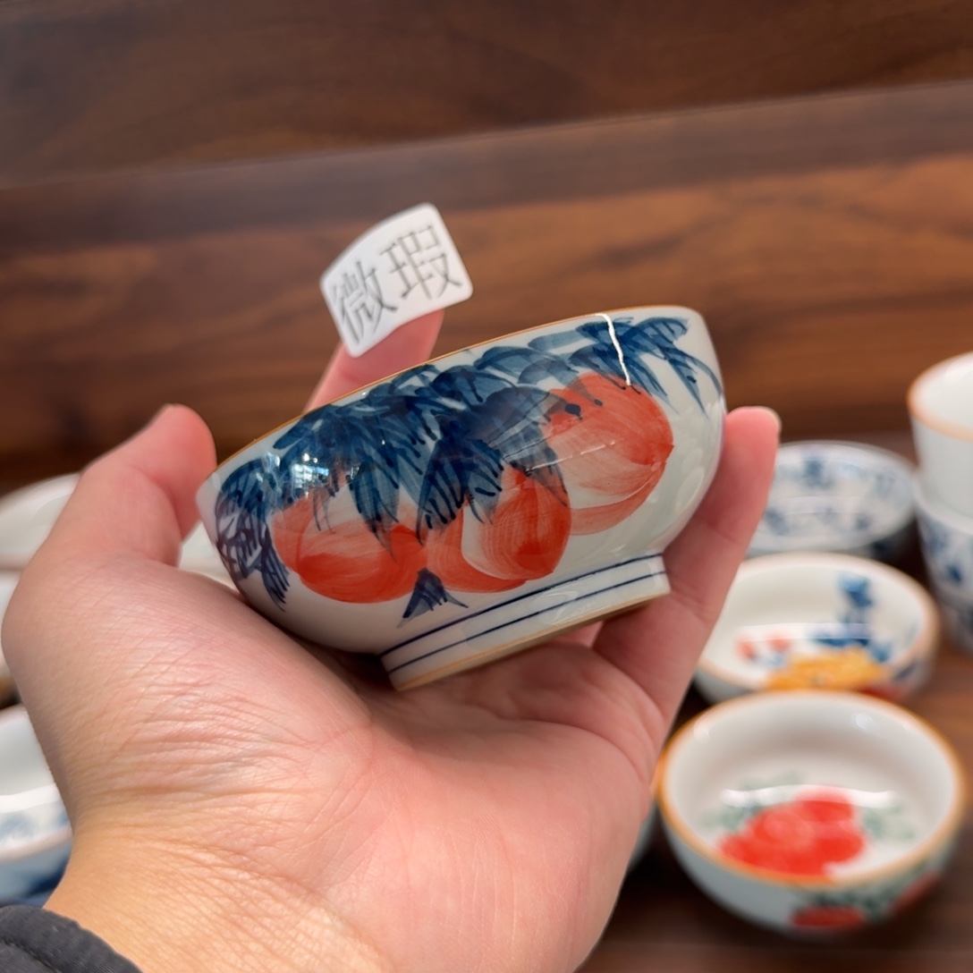 釉下手绘茶具微瑕