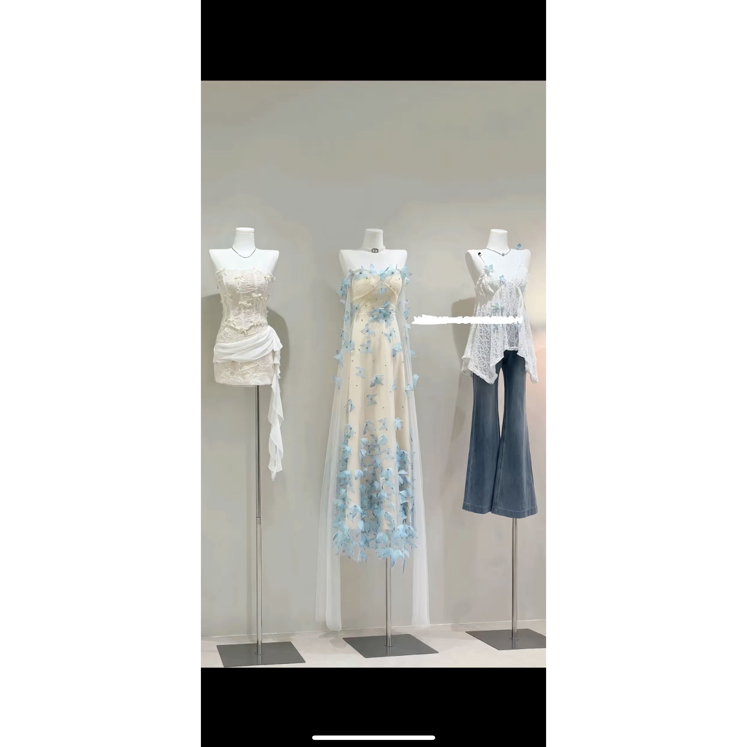 （xY推荐）【001-199编码】高级精致洋气复古私服上衣蓝色女装蕾丝