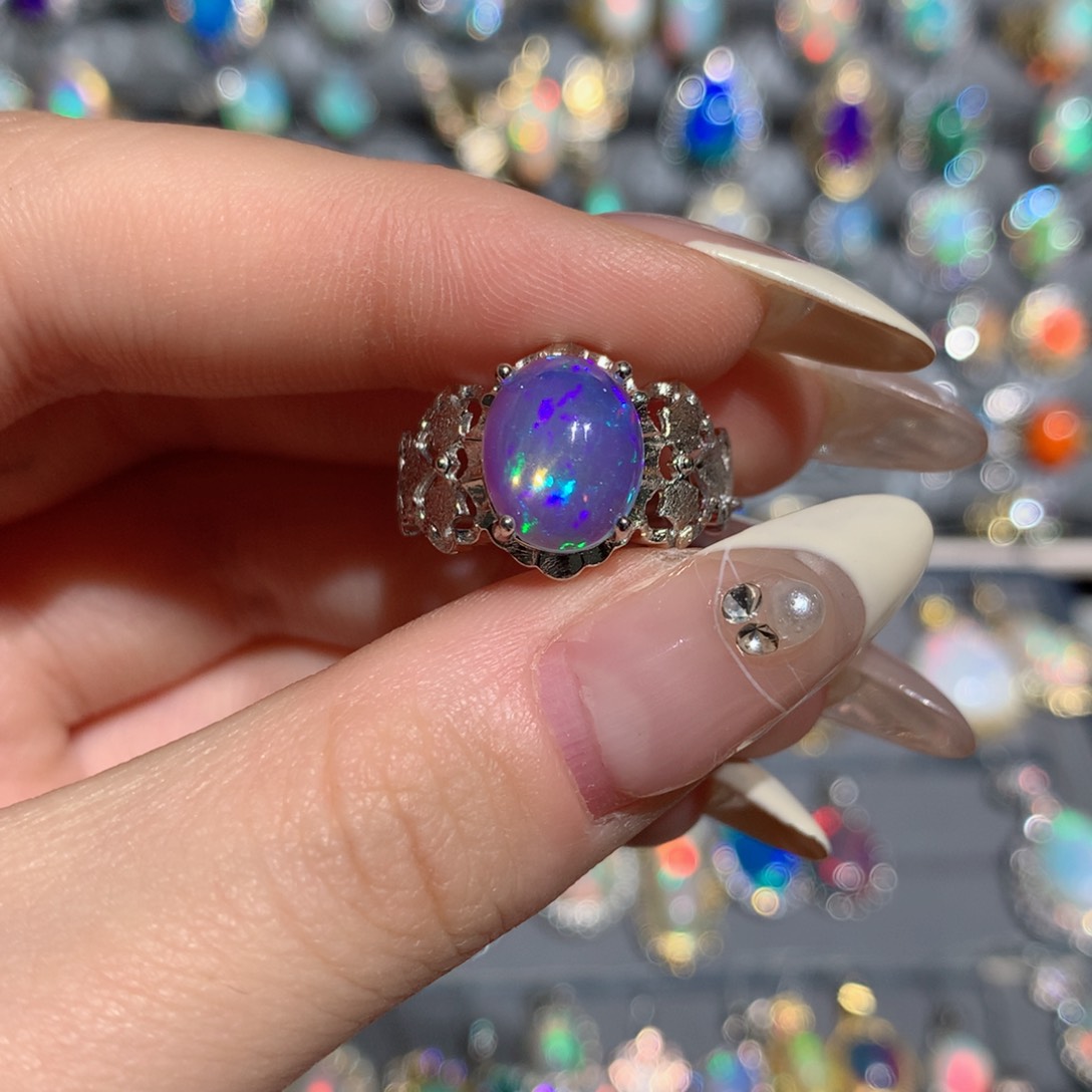 欧泊福利戒指w银S925镶嵌