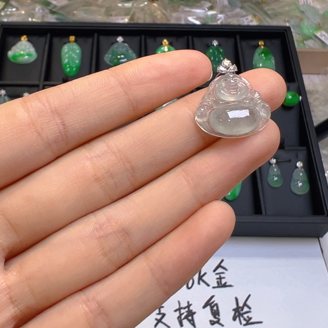 翡翠18K金镶嵌吊坠(不含链)