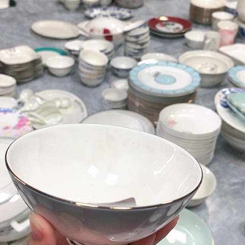 瓷?****.渐变灰米饭碗十个