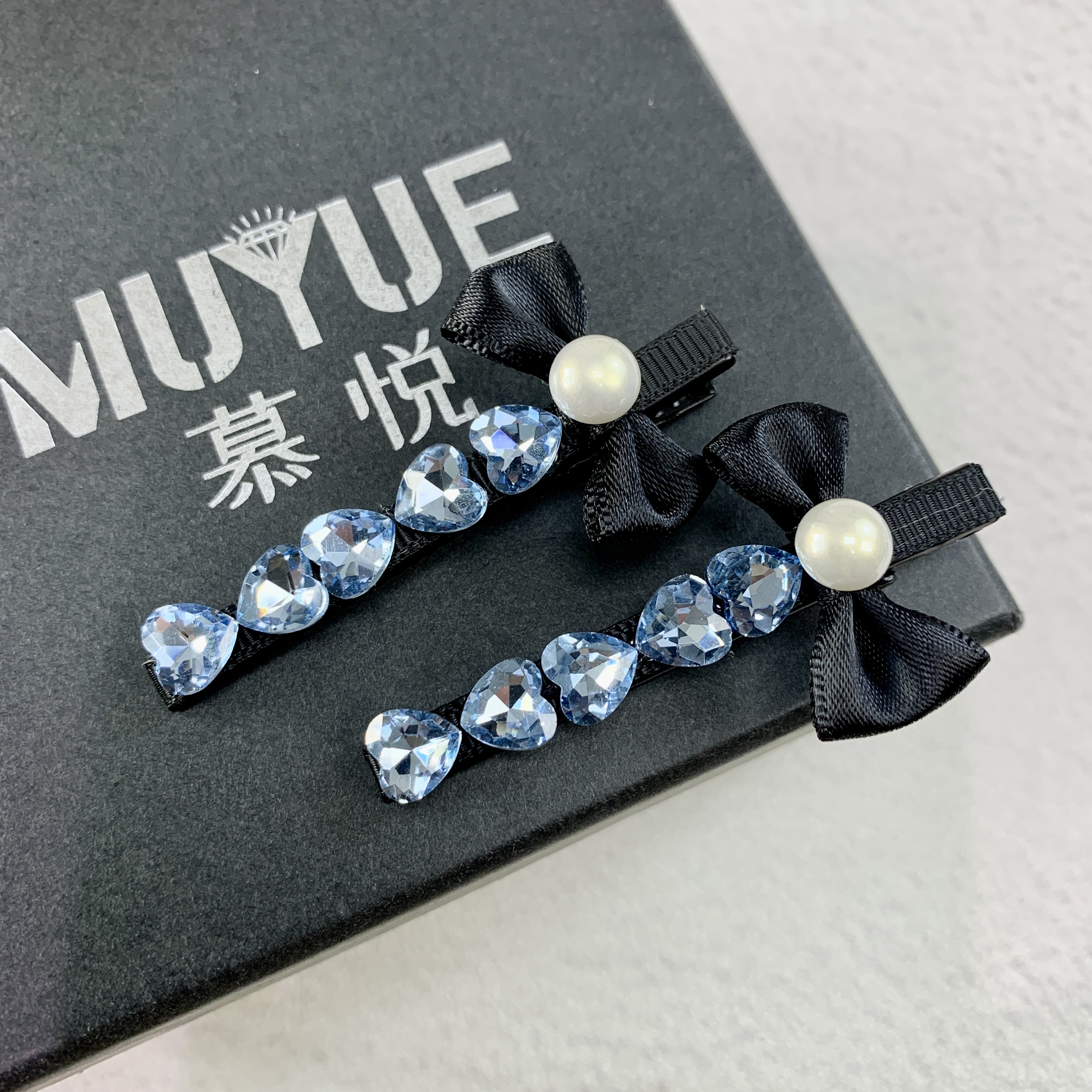 慕悦-【蓝魅桃心】夏季新款网纱透气鸭嘴夹6cm刘海夹1225