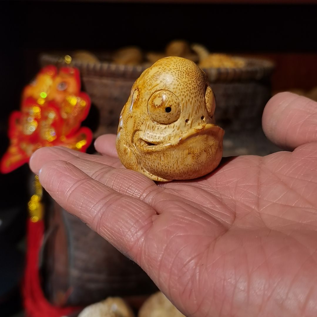 竹竹雕把件金蟾摆件配饰