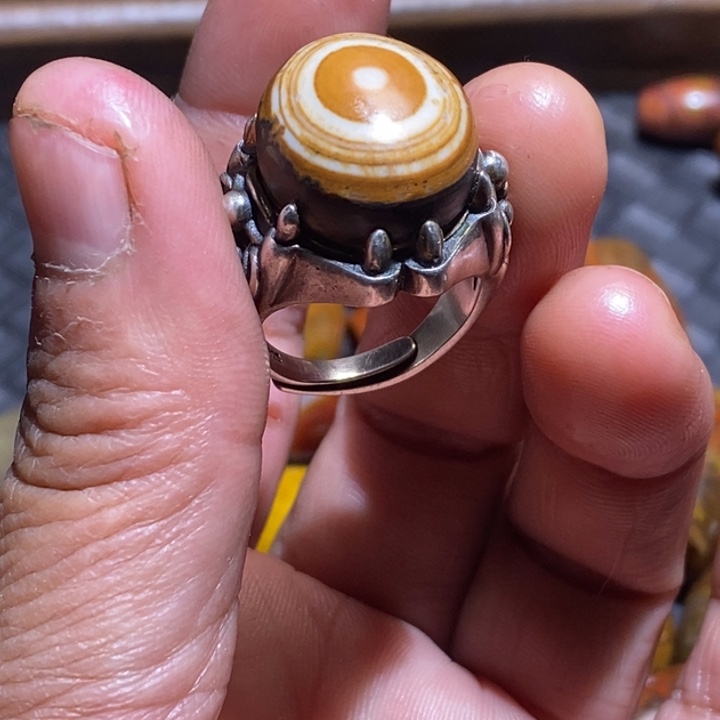 银S925镶嵌战国红戒指玛瑙/玉髓文***吧