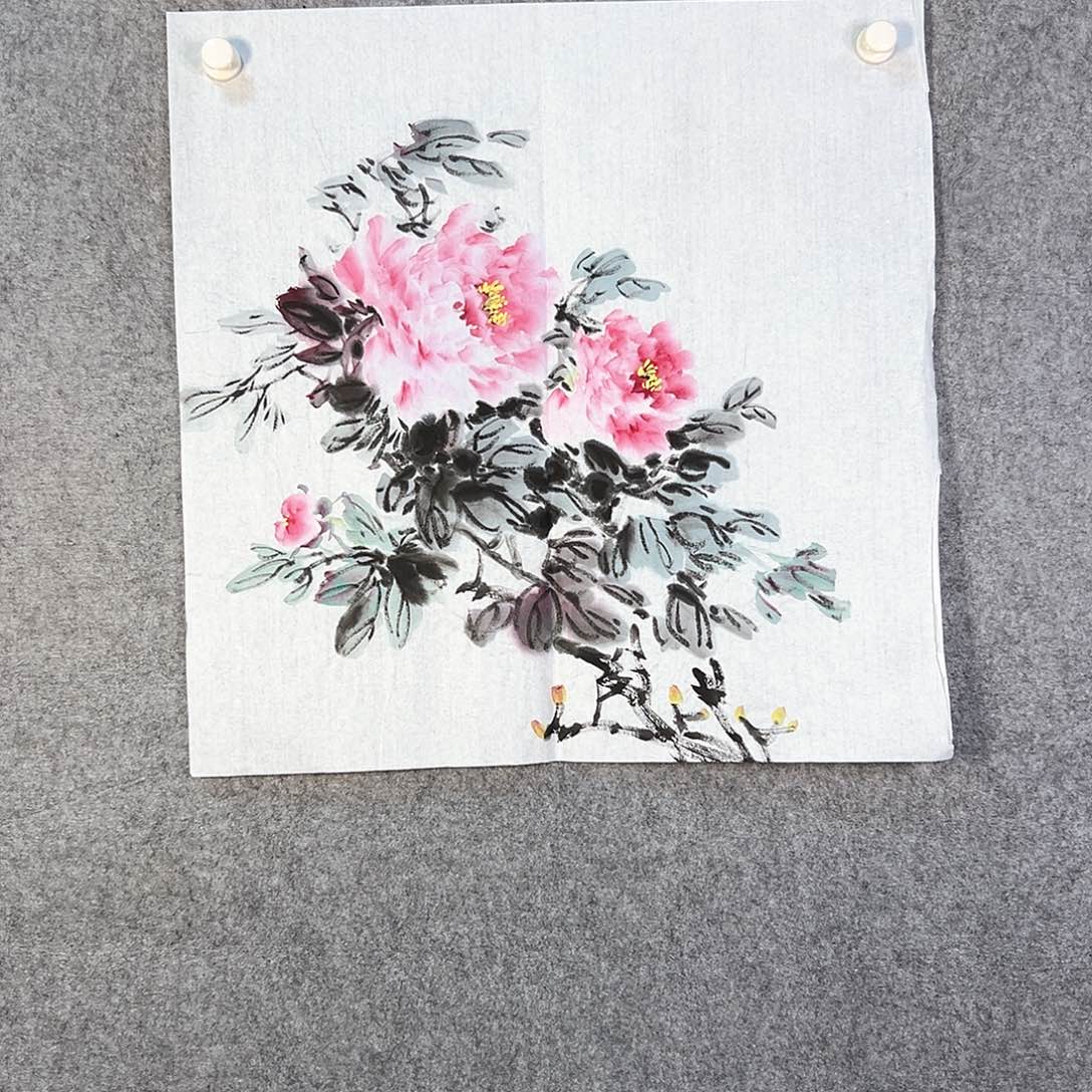 国画711 花鸟在树丛的顶端鸣叫叫声
