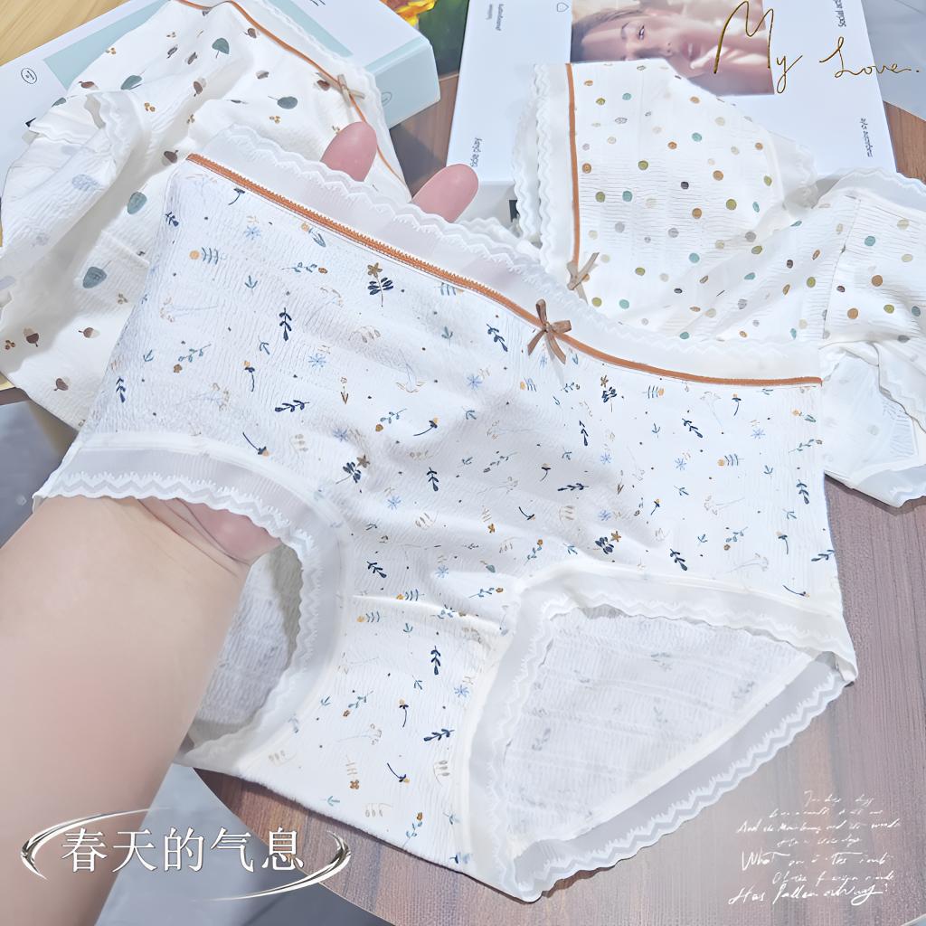凯丽芳莫代尔碎花蕾丝花边包臀舒适7A蚕丝底档新款女士中腰内裤