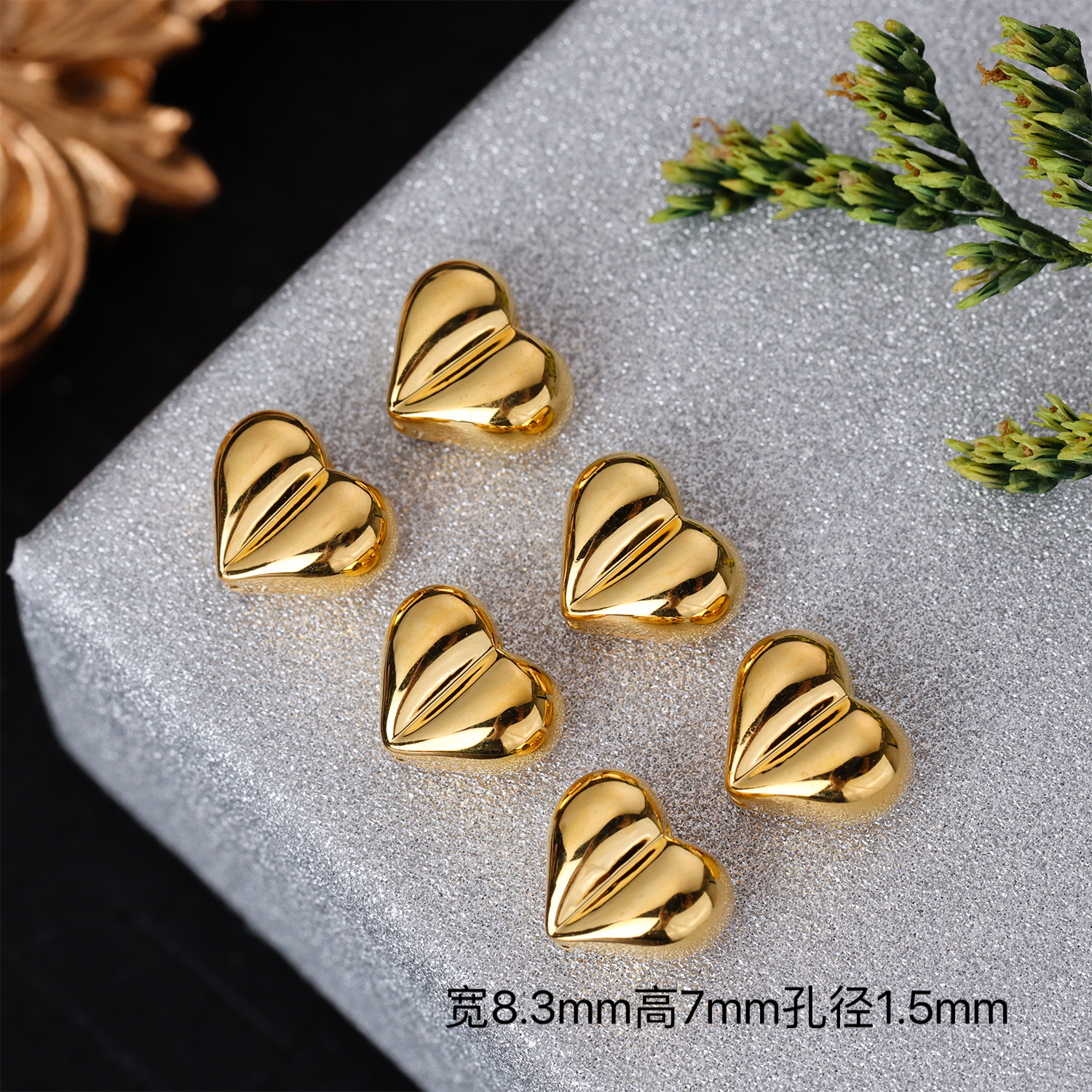 【来福工厂】18k金加大加厚8mm精工爱心屁桃隔珠编绳珠串盘缠配饰