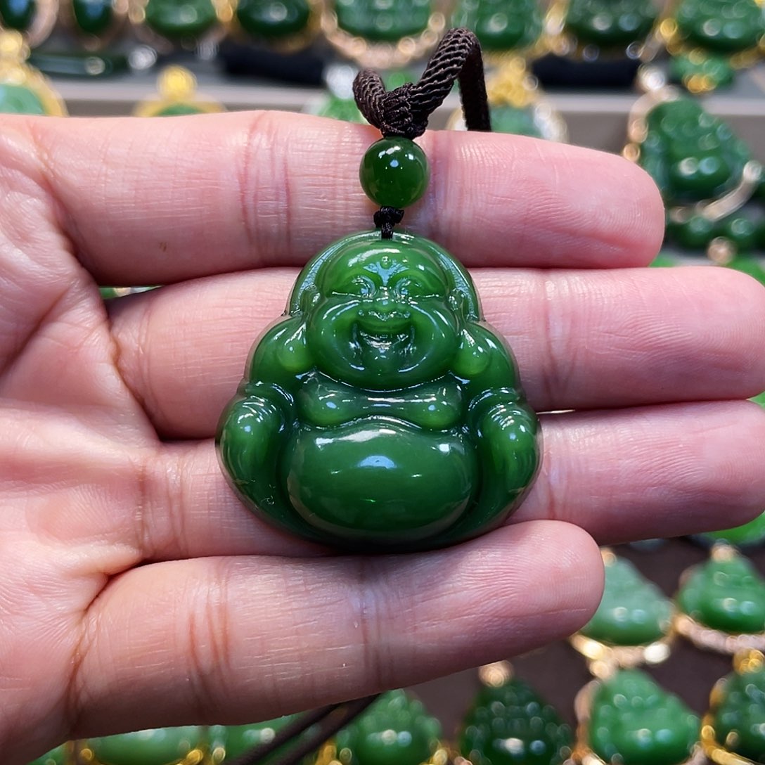 和田玉（碧玉）颈饰未镶嵌佛公35mm