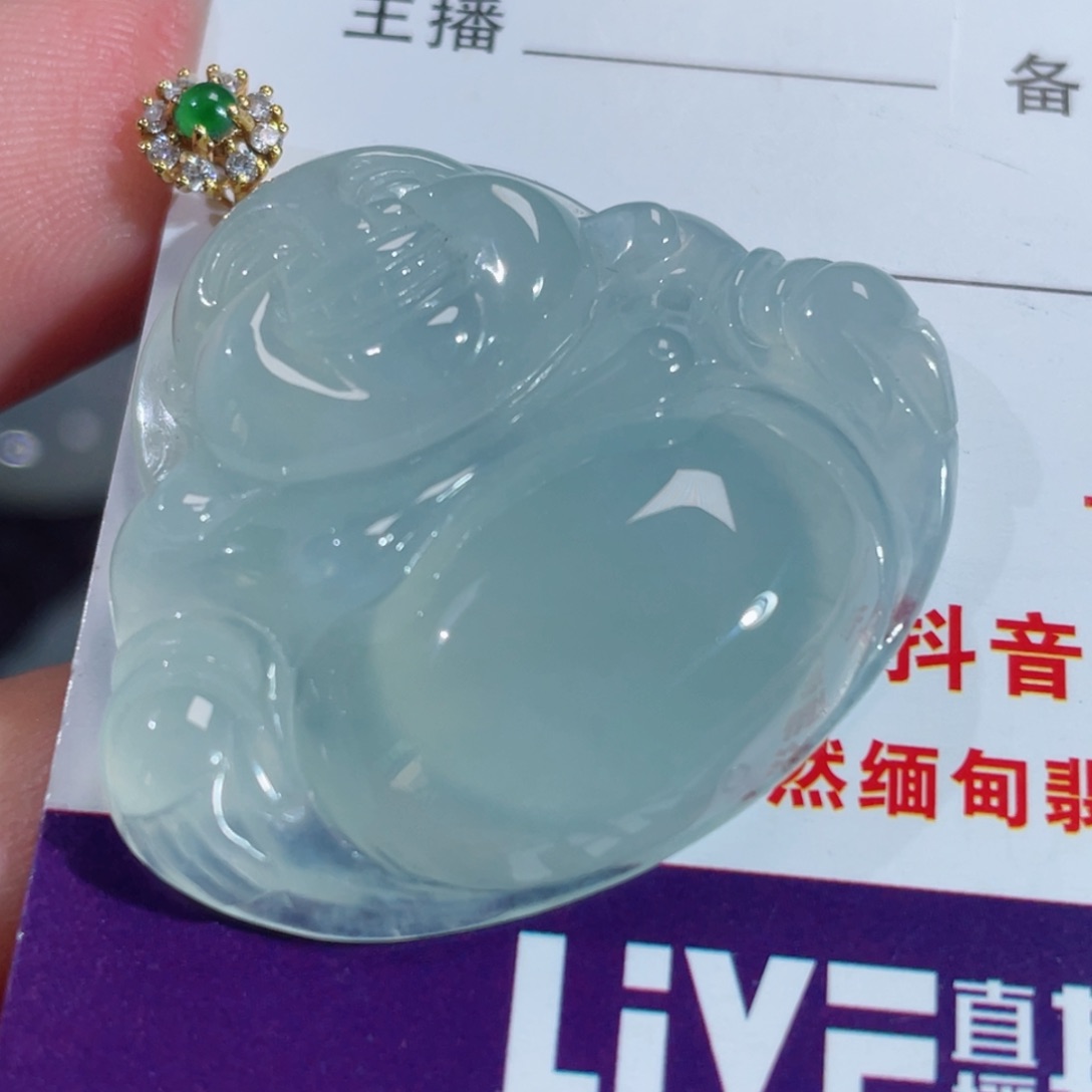 翡翠18K金镶嵌颈饰@*荷佛公