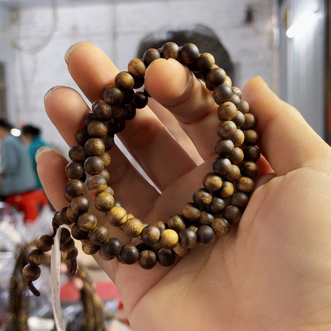 手串沉香棋楠红金倪圆珠长串0.6/13克多样性发一