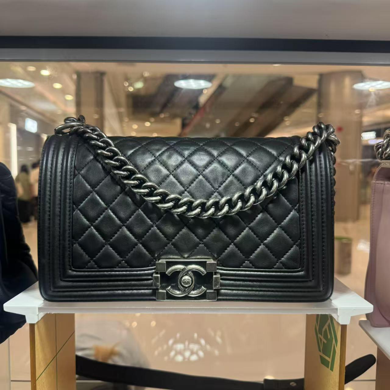 95新 Chanel/香奈儿 香奈儿黑色leboy/二奢包包