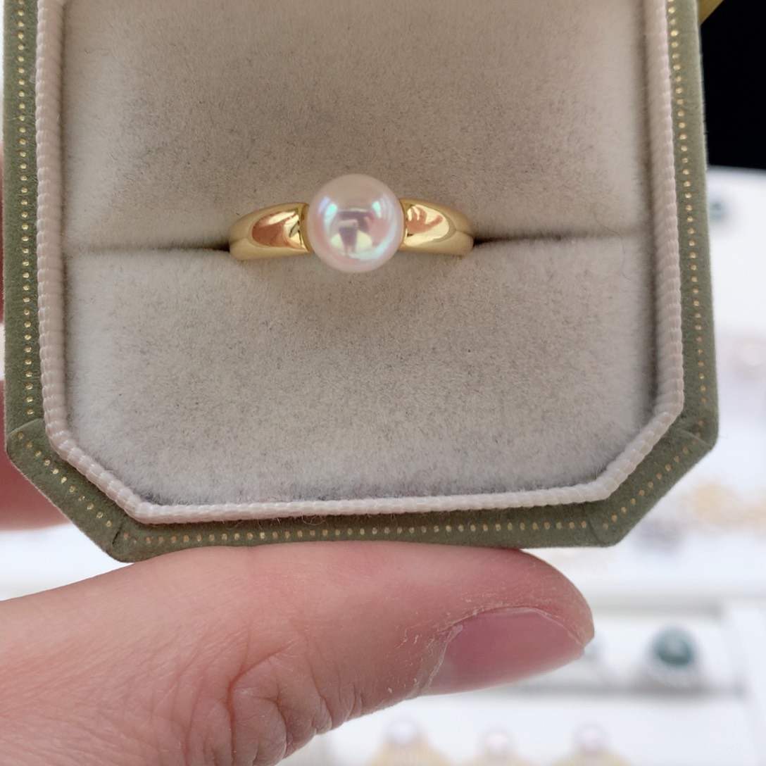 海水珍珠7-7.5mm ak 戒指银S925镶嵌