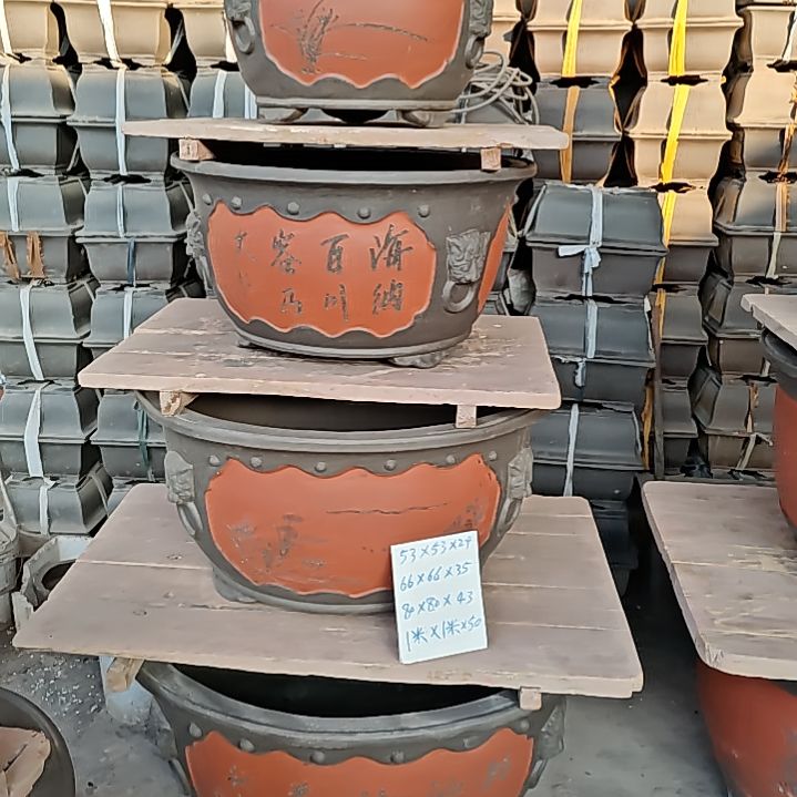 一米虎头紫砂圆盆三件套一套