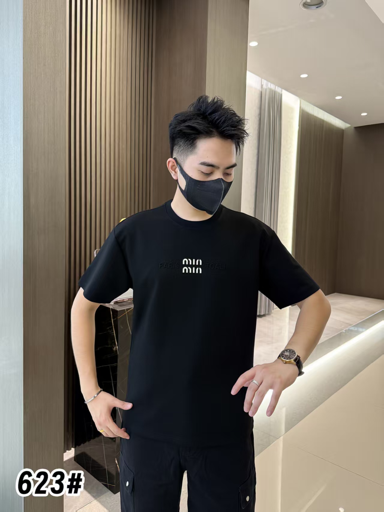 623时尚潮牌圆领夏季字母短袖休闲T恤上衣百搭修身男装轻奢高品质