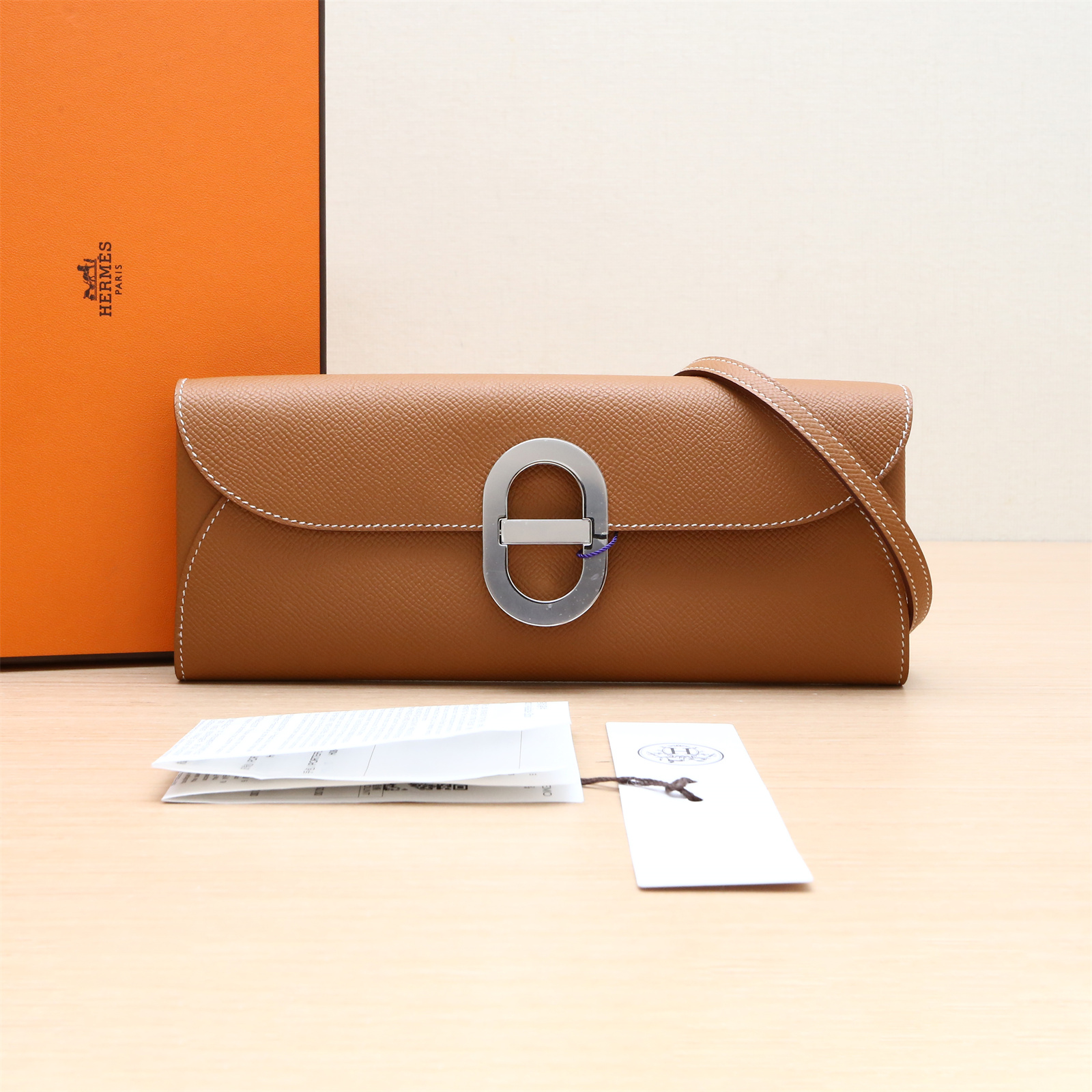 99新 Hermes/爱马仕 小花攀攀猪鼻子 to go 37金棕色 Epsom皮 B刻