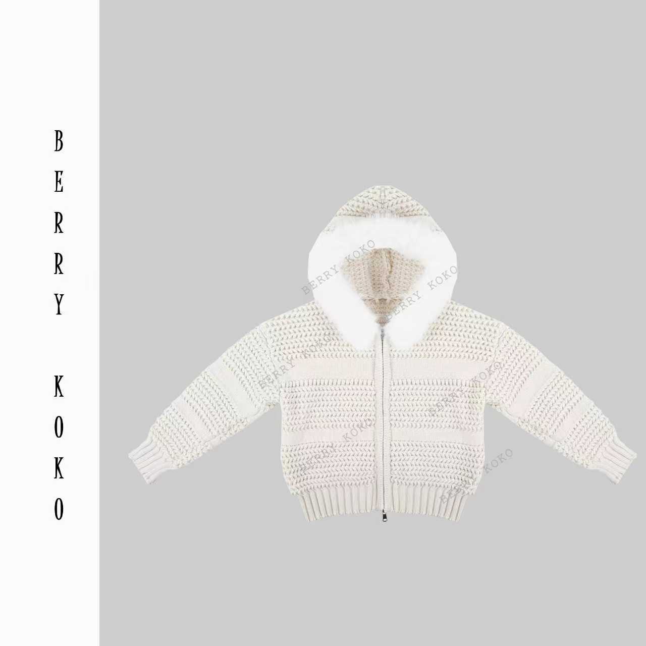  秋冬“提花”工艺粗针“重磅”“毛毛”领慵懒风毛衣外套T69