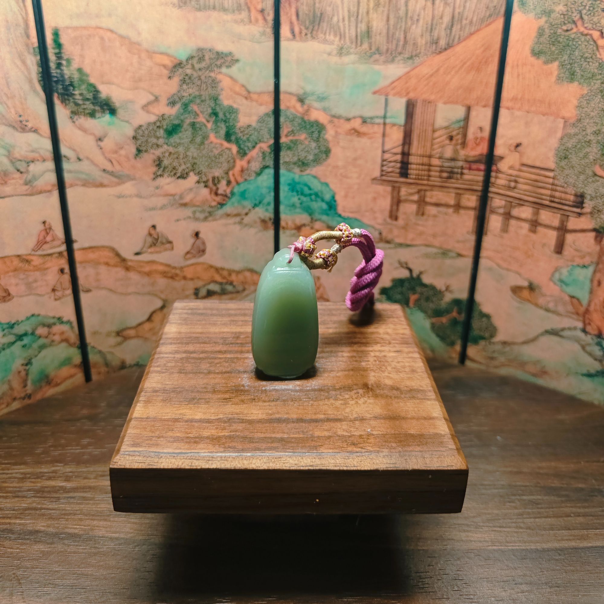 E和田玉水滴无事牌吊坠0552