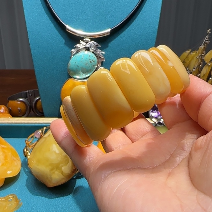 琥珀未镶嵌手链波兰设计款琥珀蜜蜡