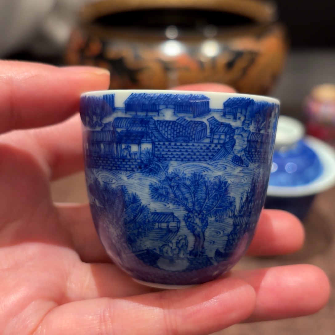 杯子用****9景德镇陶瓷觉山清明上河图岩茶杯