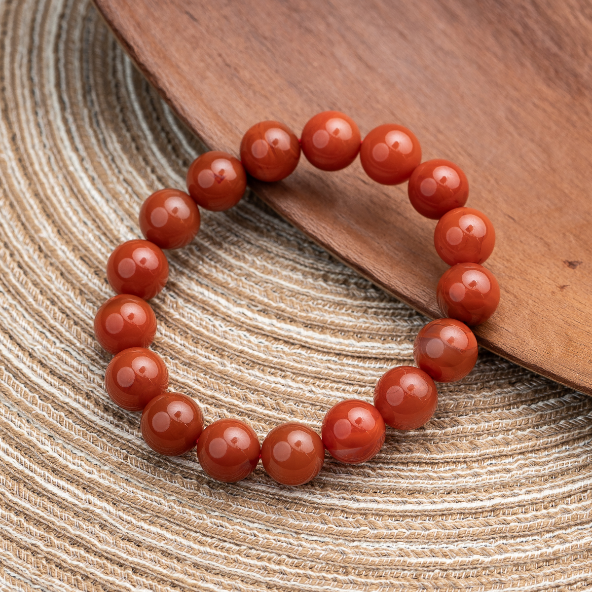 南红12mm单圈手串素串百搭显白