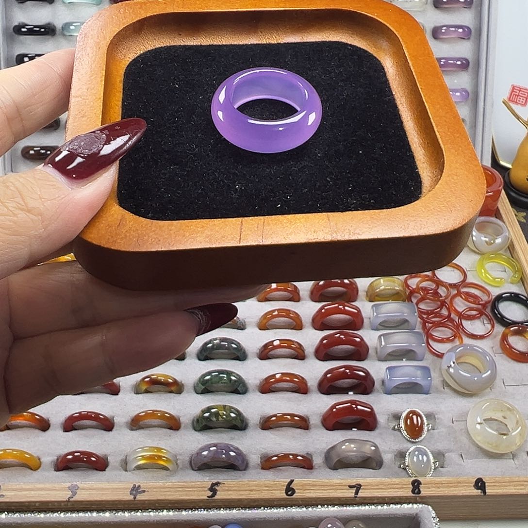 玛瑙/玉髓未镶嵌戒指B19不退换19.3港21