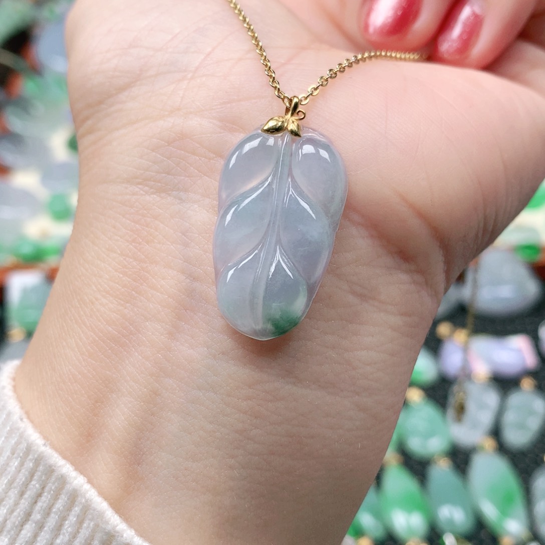 吊坠(不含链)18K金镶嵌翡翠