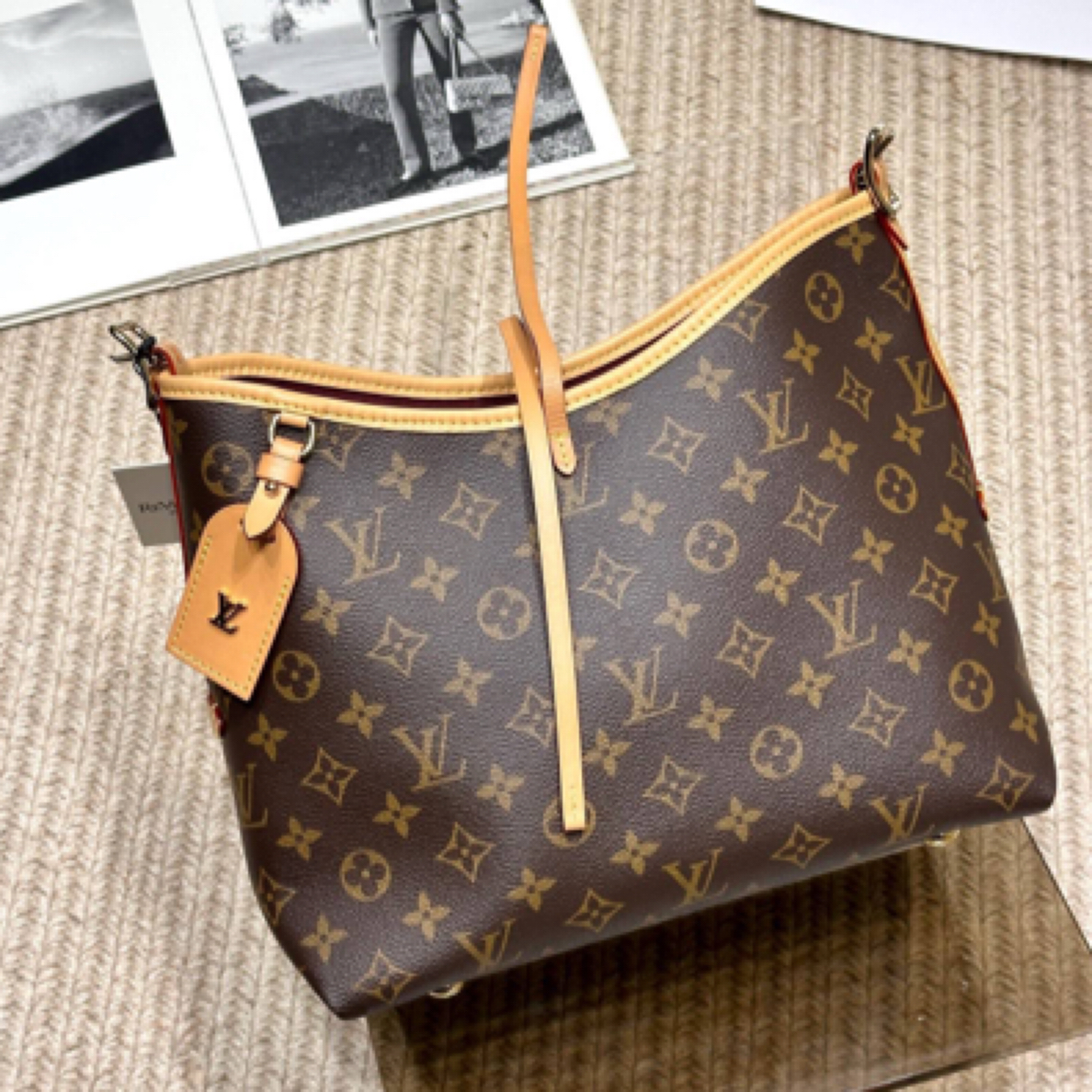 99新 LouisVuitton/路易威登 经典时尚老花Carryall 小号 芯片款