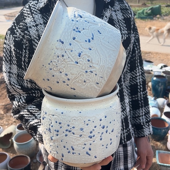 紫砂花盆高度19口19       