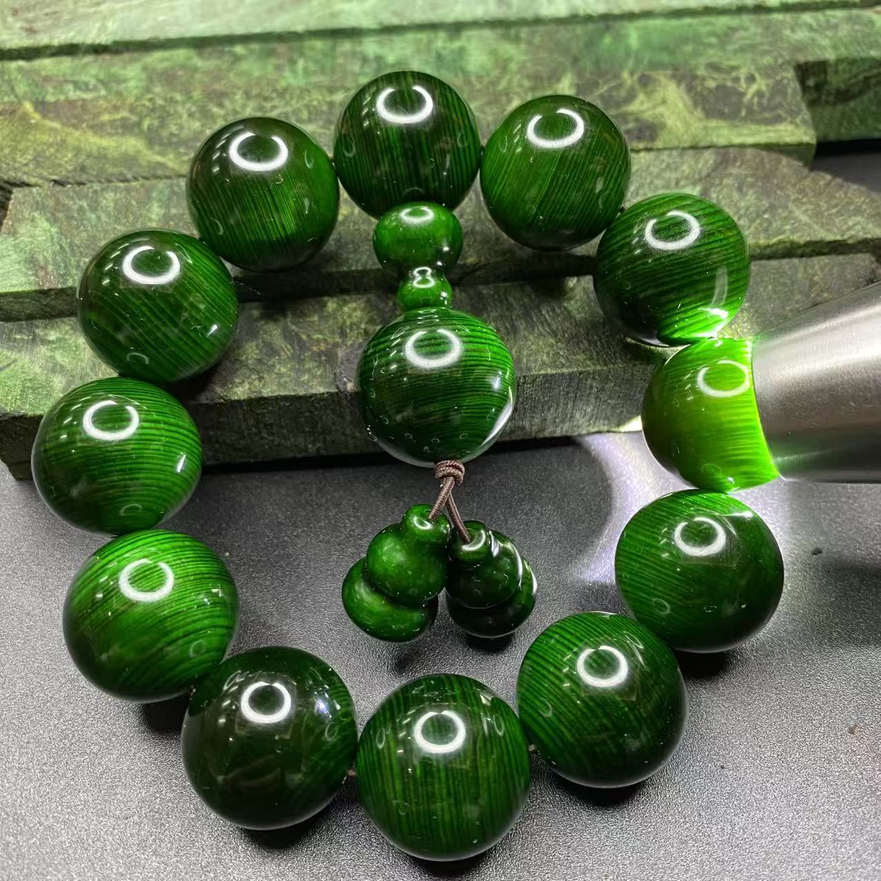 水墨丹青手串满油全透男女文玩念珠把件居家必备