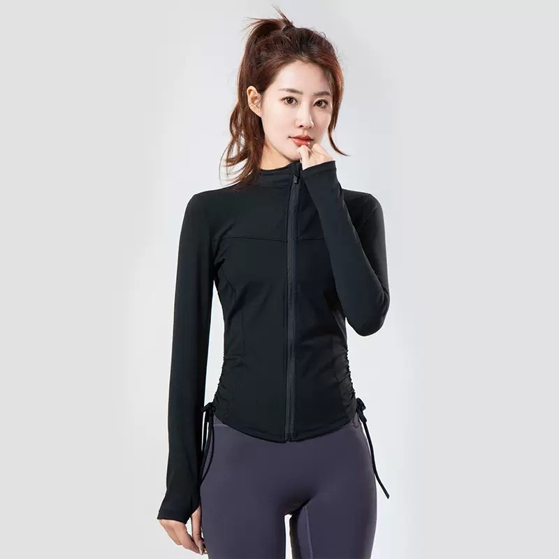 运动修身瑜伽服动感小立领外套上衣女士弹力拉链户外长袖健身服
