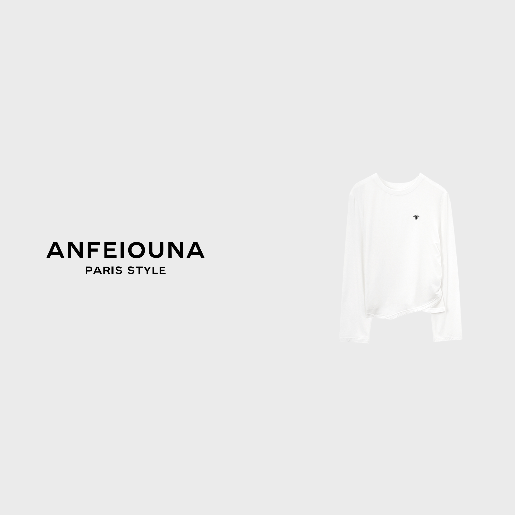 《轻氧初春》2025S/S小蜜蜂刺绣白色长袖T恤“氧气效应系列”女士1502